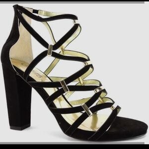 Black & Gold Gladiator Glam Carlos Santana Francesca Heels Size 10